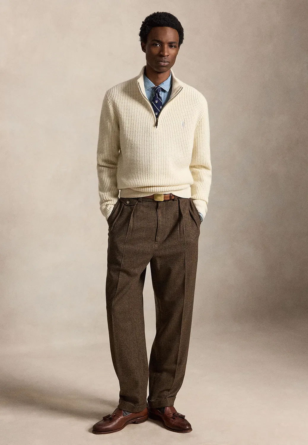 Вафельный свитер из шерсти и хлопка Polo Ralph Lauren, Andover Cream — фото 2