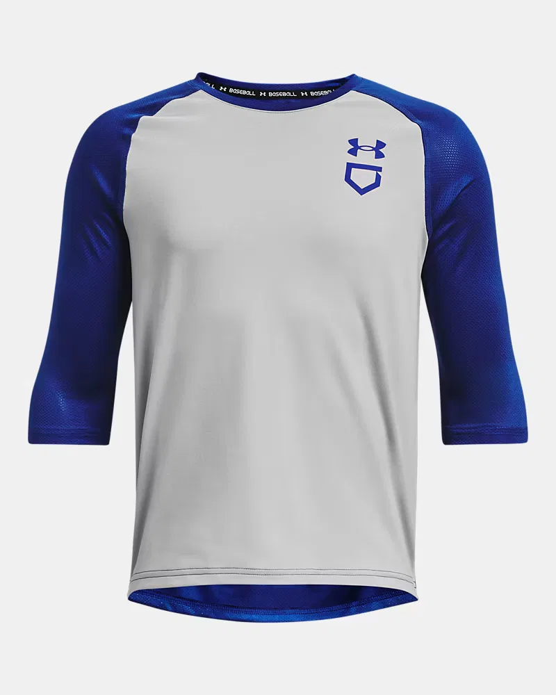 Рубашка для мальчиков с рукавом реглан ¾ и сетчатыми вставками UA Utility UnderArmour, Mod Gray Full Heather/Royal