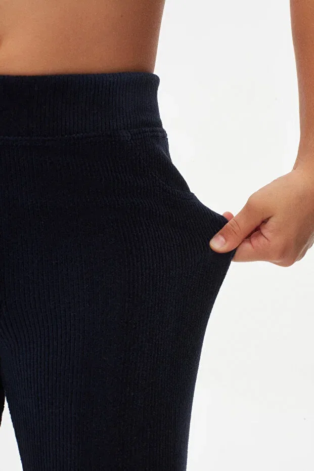 Детские леггинсы для девочек с карманами вельветовые Lovetti, Light Navy Blue — фото 4