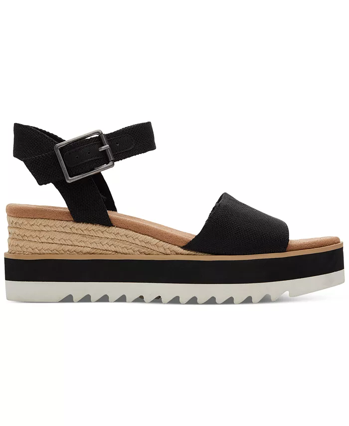 Женские сандалии Diana на платформе с клиновидным каблуком TOMS, черный — фото 2