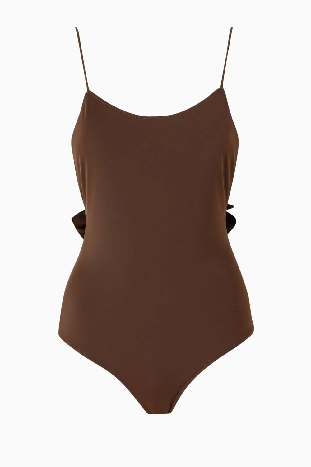 Купальник слитный с рюшами Le Maillot Cabana Jacquemus, коричневый