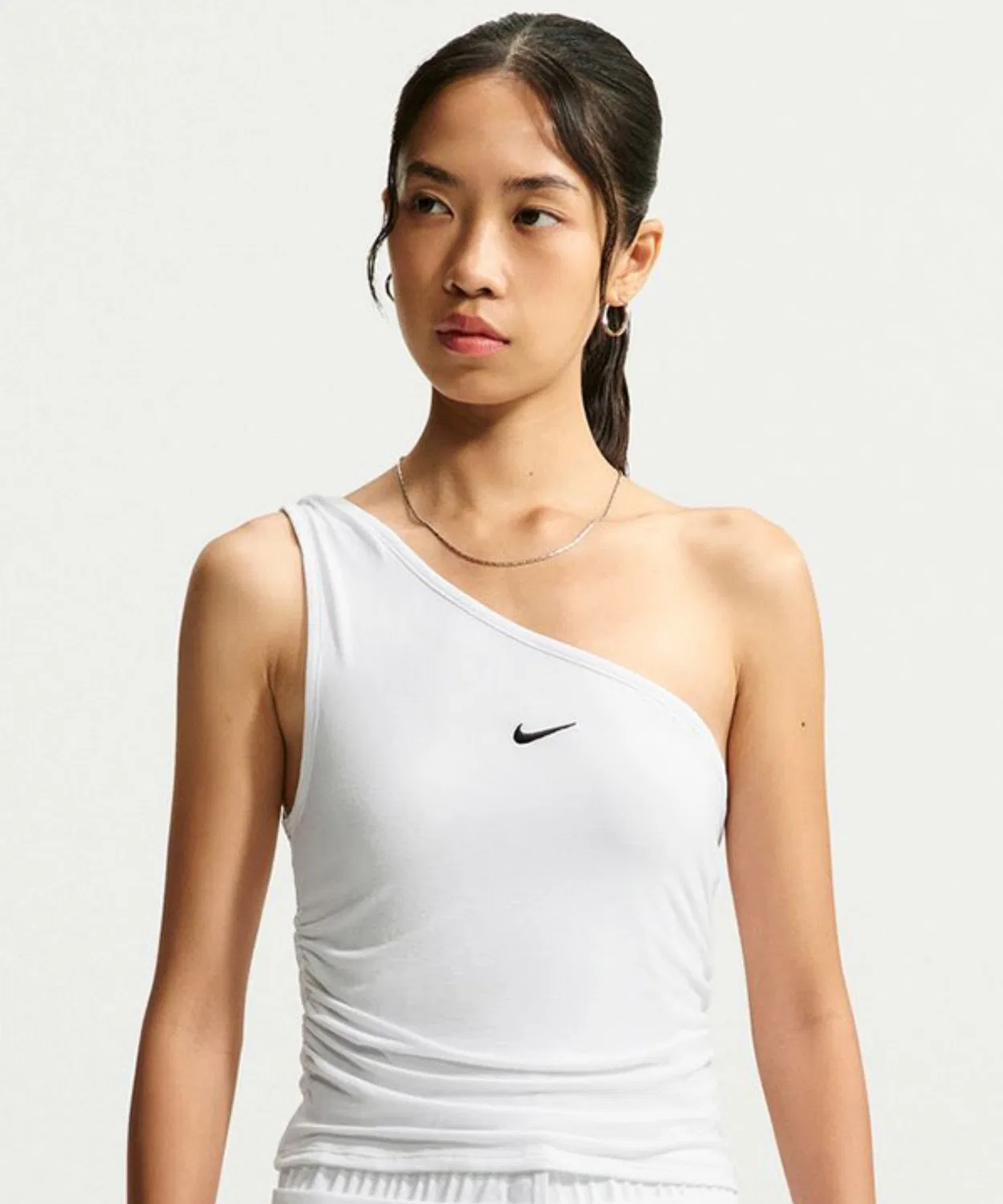Женский топ без рукавов с одним плечом NIKE AS WMNS TIGHT ONE SHOULDER TANK TOP, Белый