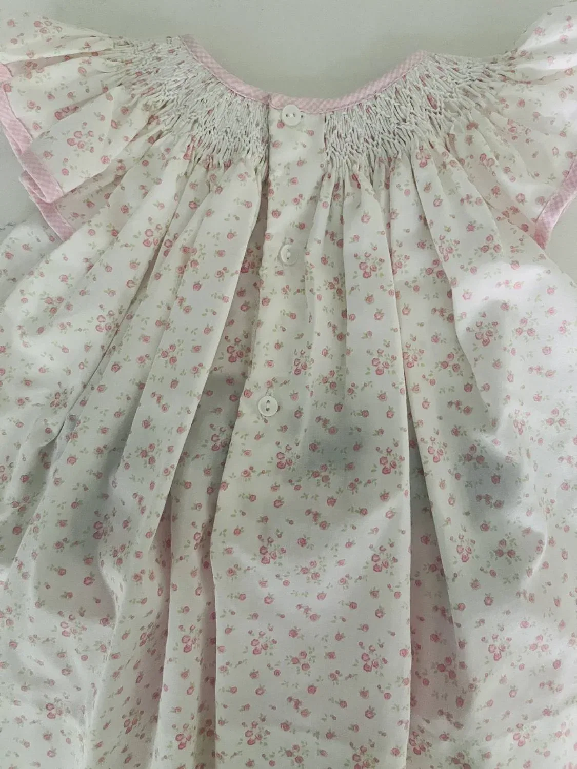 Детский комплект для девочек с цветочным принтом Girl's Smock Top And Pants Set Petit Ami Zubels, Light Pink — фото 3