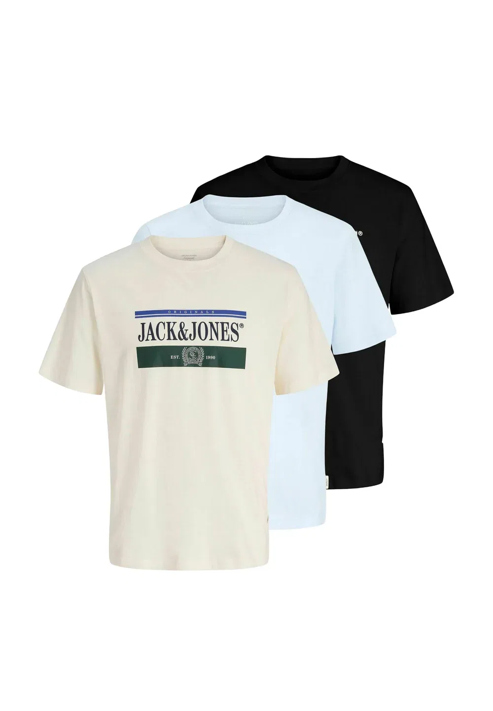 Набор из 3 футболок с логотипом для подростков - футболка с принтом Jack & Jones Junior, Ice Water