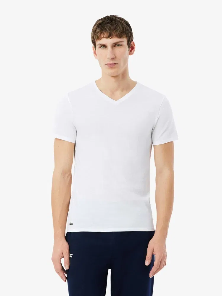 Футболка с V-образным вырезом, 3шт LACOSTE, White