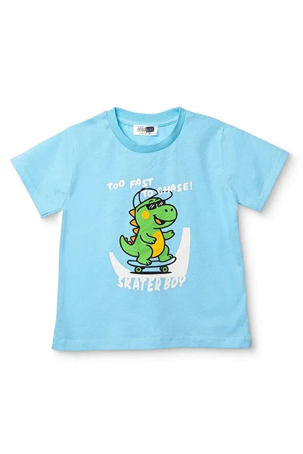 Детская футболка для мальчиков с принтом Ebebek Hello Baby, Blue