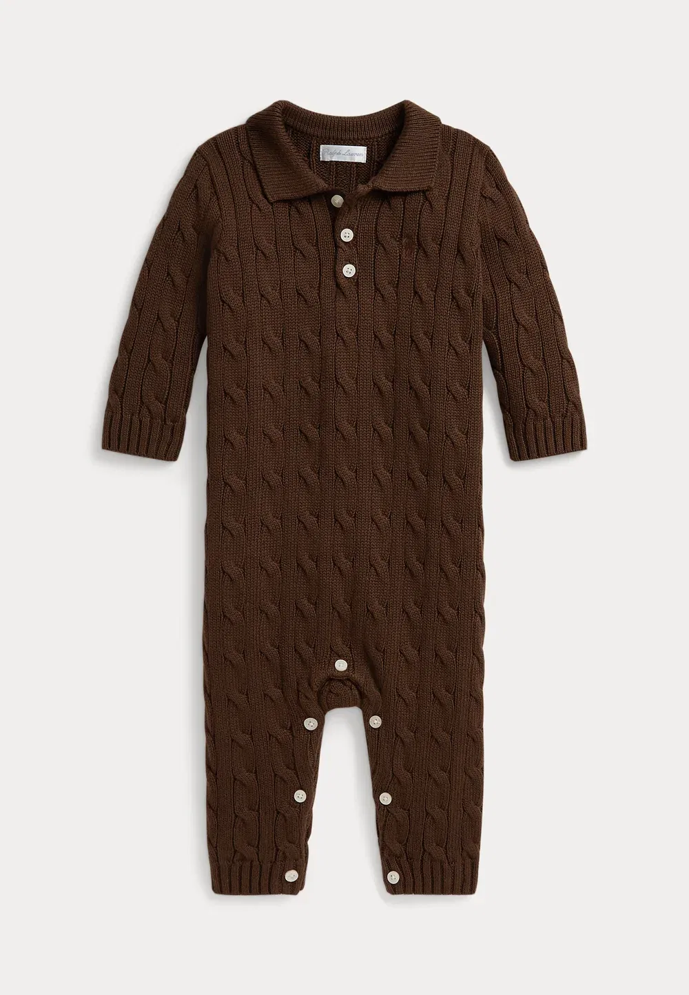 Комбинезон-Поло из хлопка крупной вязки, размер 0-2 года Polo Ralph Lauren, Chocolate Mousse