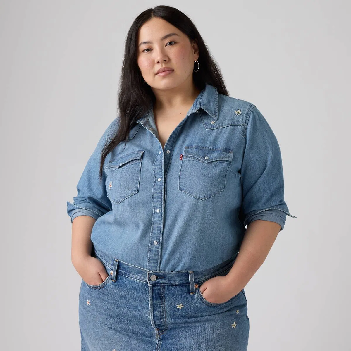 Классическая рубашка в стиле вестерн (большой размер) Levi's, Bee In The Bonnet Western - Medium Wash