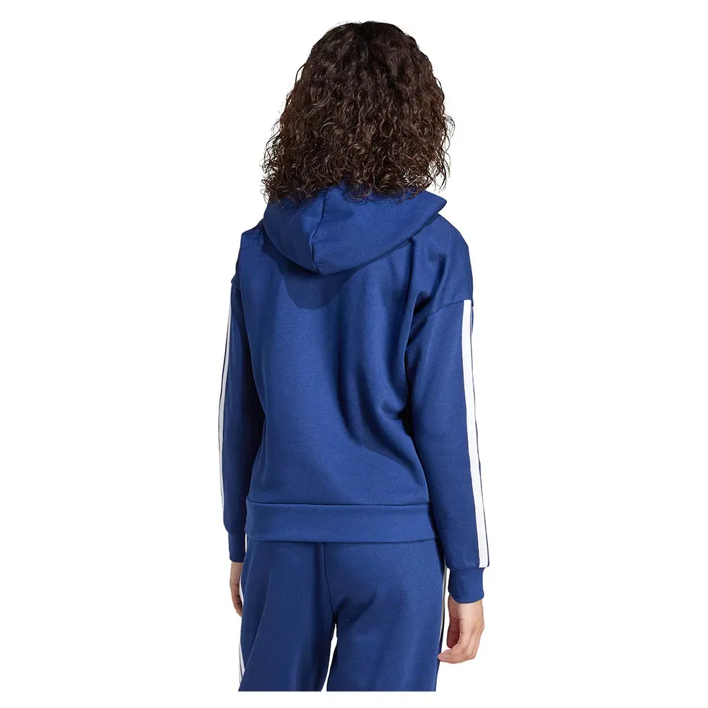 Худи на молнии Adidas Essentials 3 Stripes Fleece, синий — фото 2