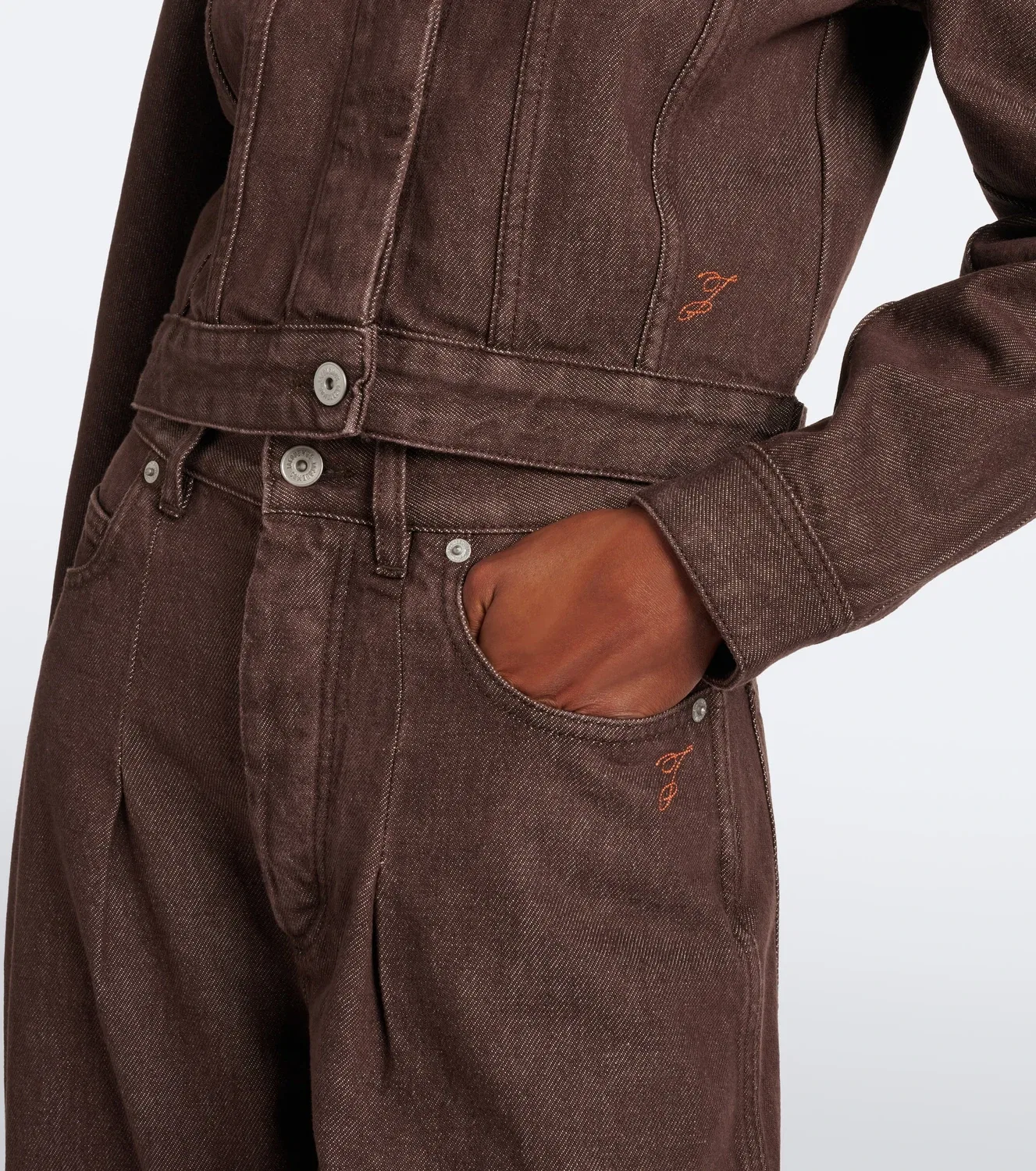 Укороченная джинсовая куртка Ovalo Jacquemus, коричневый — фото 4