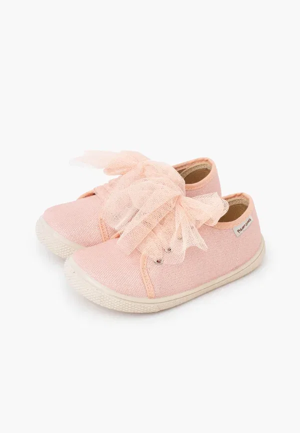 Кроссовки barefoot с текстильным верхом Zapatillas barefoot brillo lazo tul Pisamonas, Rosa Peach, розовый — фото 2