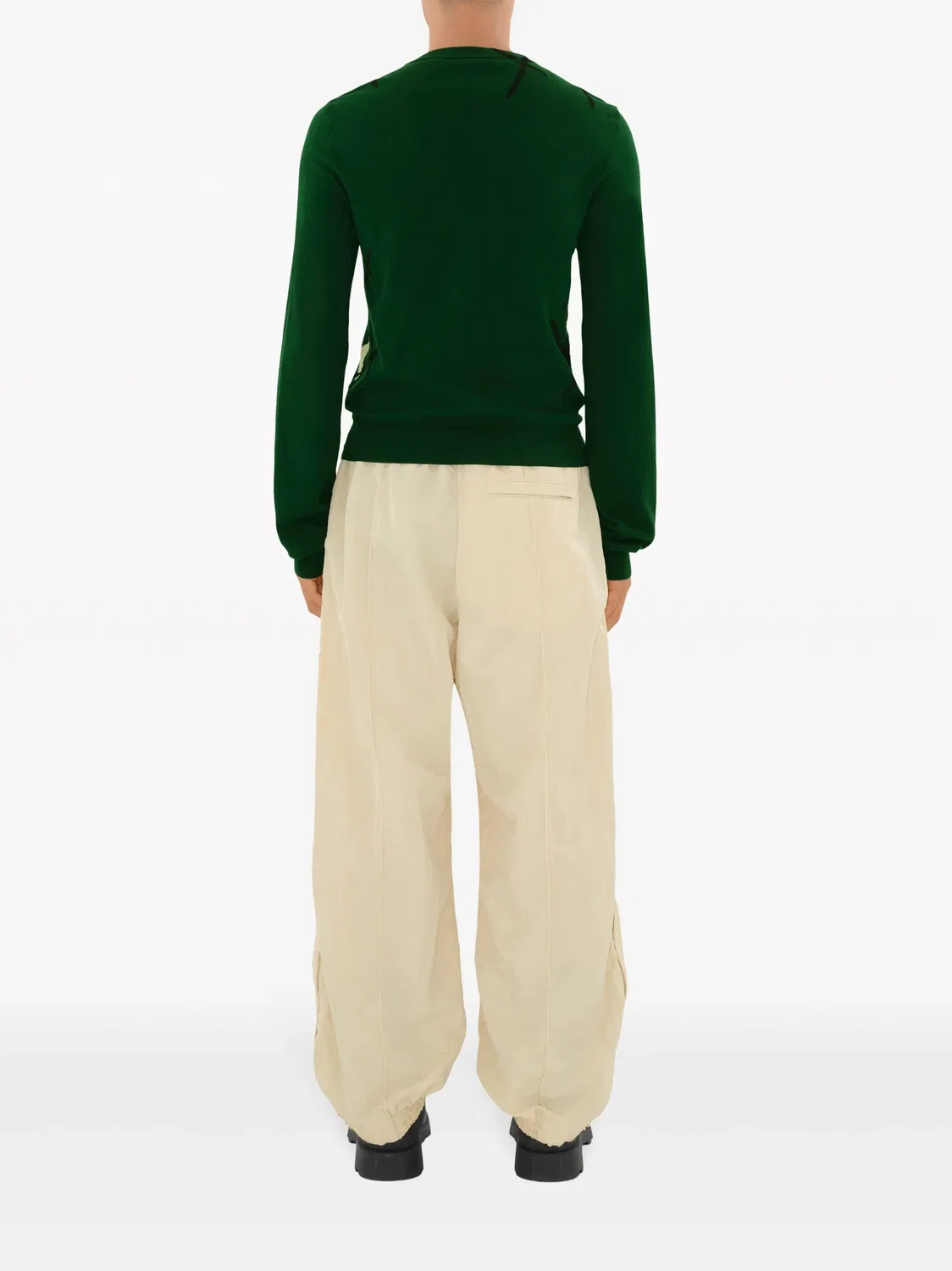 Широкие спортивные брюки с жатой фактурой Burberry, экрю — фото 4