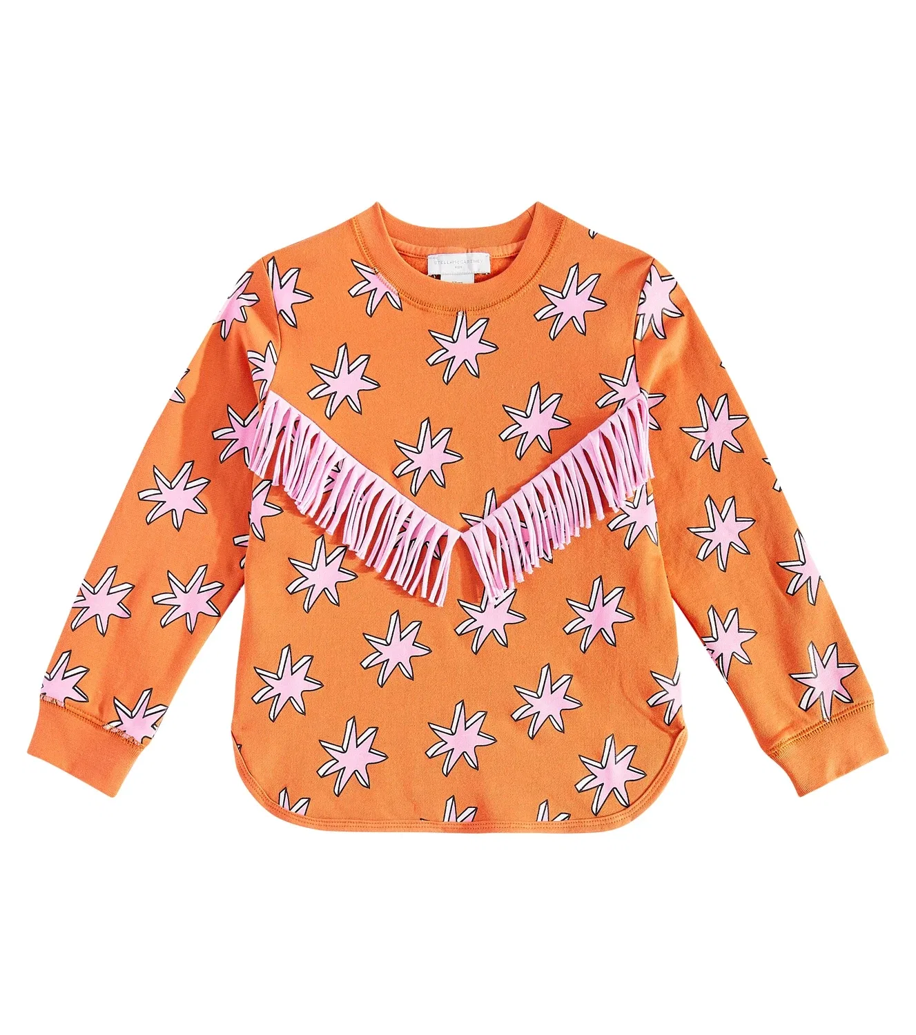Толстовка хлопковая с принтом и бахромой Stella Mccartney Kids, оранжевый