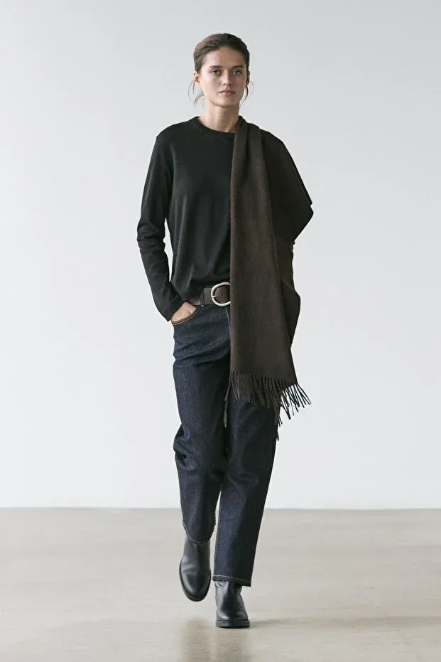 Женская футболка с длинным рукавом Massimo Dutti, Black