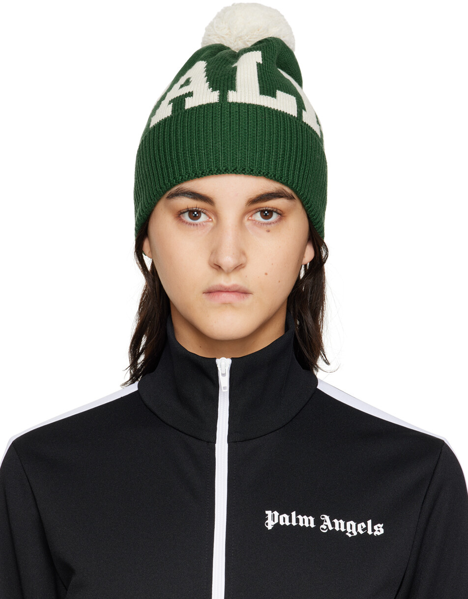 

Зеленая шапка с помпонами Palm Angels, Черный, Зеленая шапка с помпонами Palm Angels