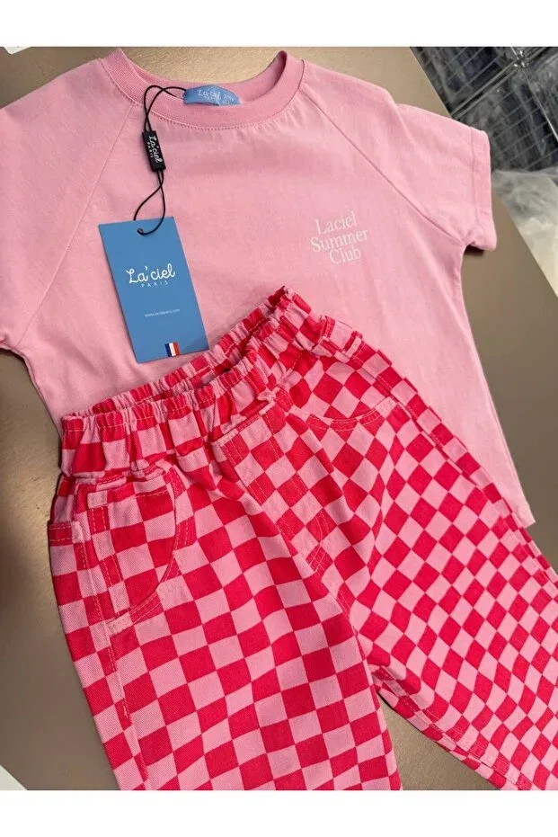 Детские брюки для девочек джинсовые с эластичным манжетом Tedi, Pink — фото 3