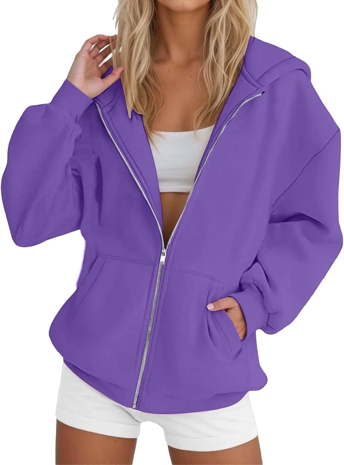 Женский свитшот с длинным рукавом, на молнии, 1c-purple — фото 4