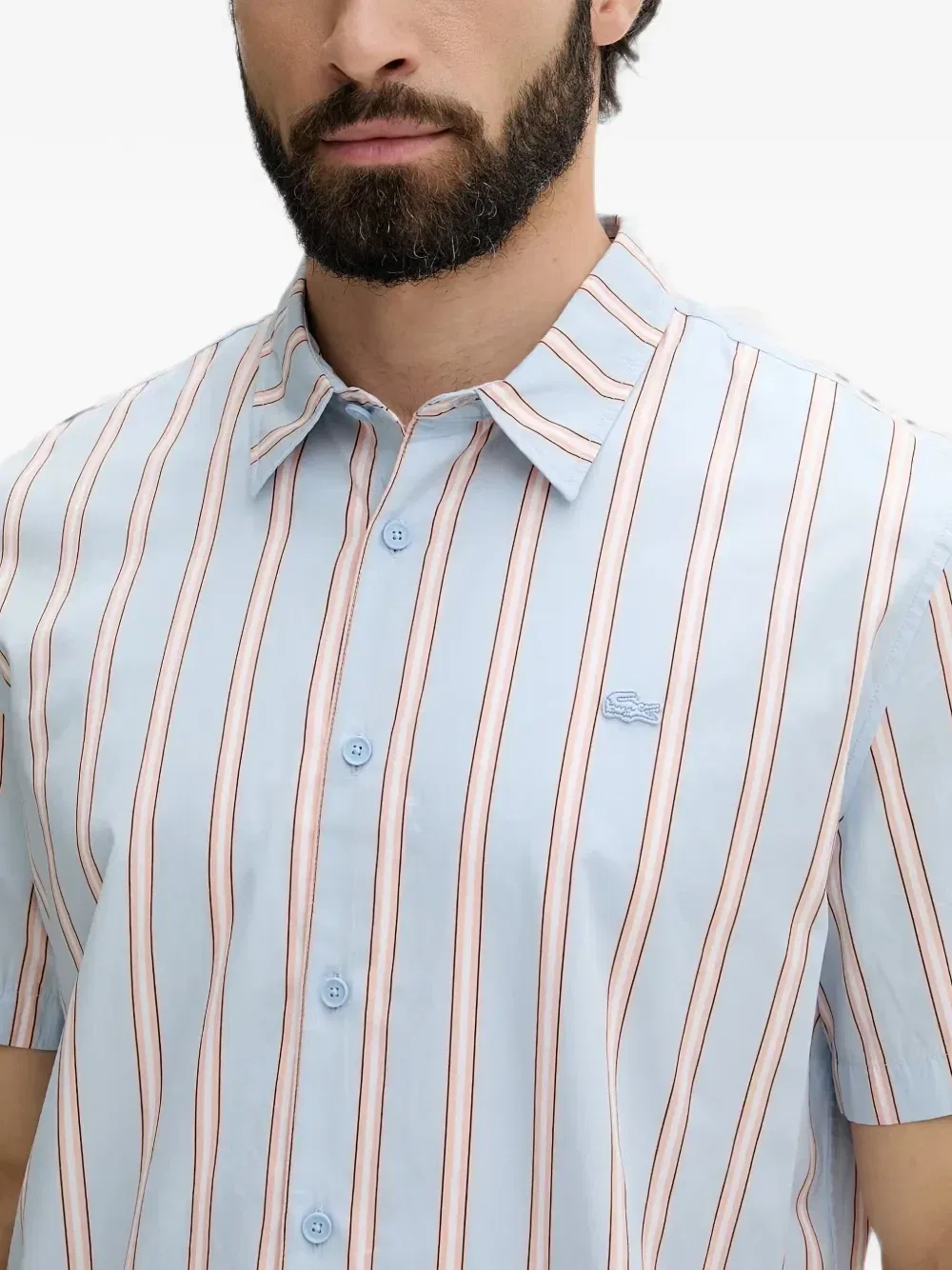 Хлопковая рубашка в вертикальную полоску Lacoste, синий — фото 4