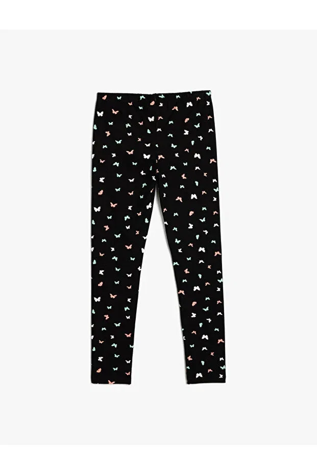 Детские леггинсы для девочек с принтом Butterfly Koton, Black Patterned — фото 2