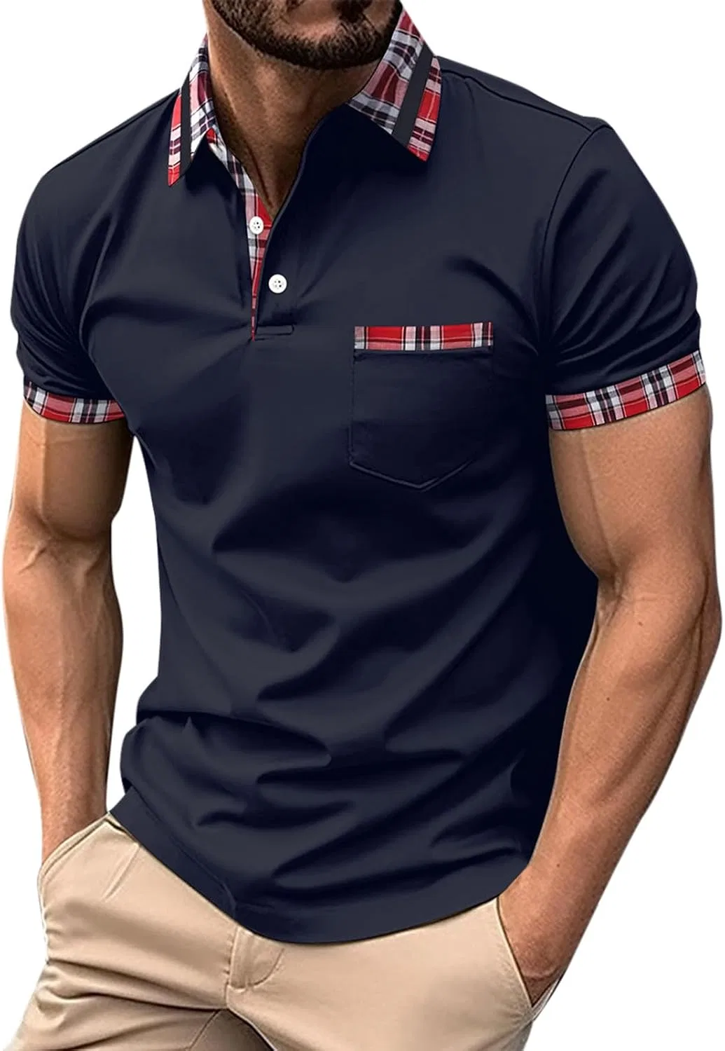 Мужская спортивная футболка поло с капюшоном Color Block, Navy