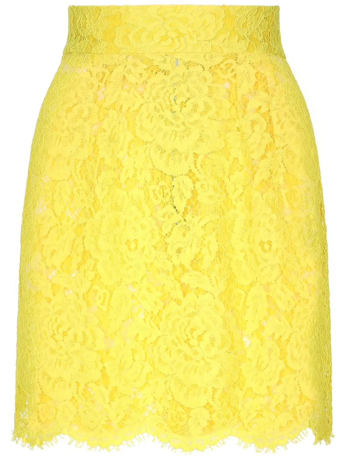 Dolce & Gabbana Желтая мини-юбка с цветочным кружевом