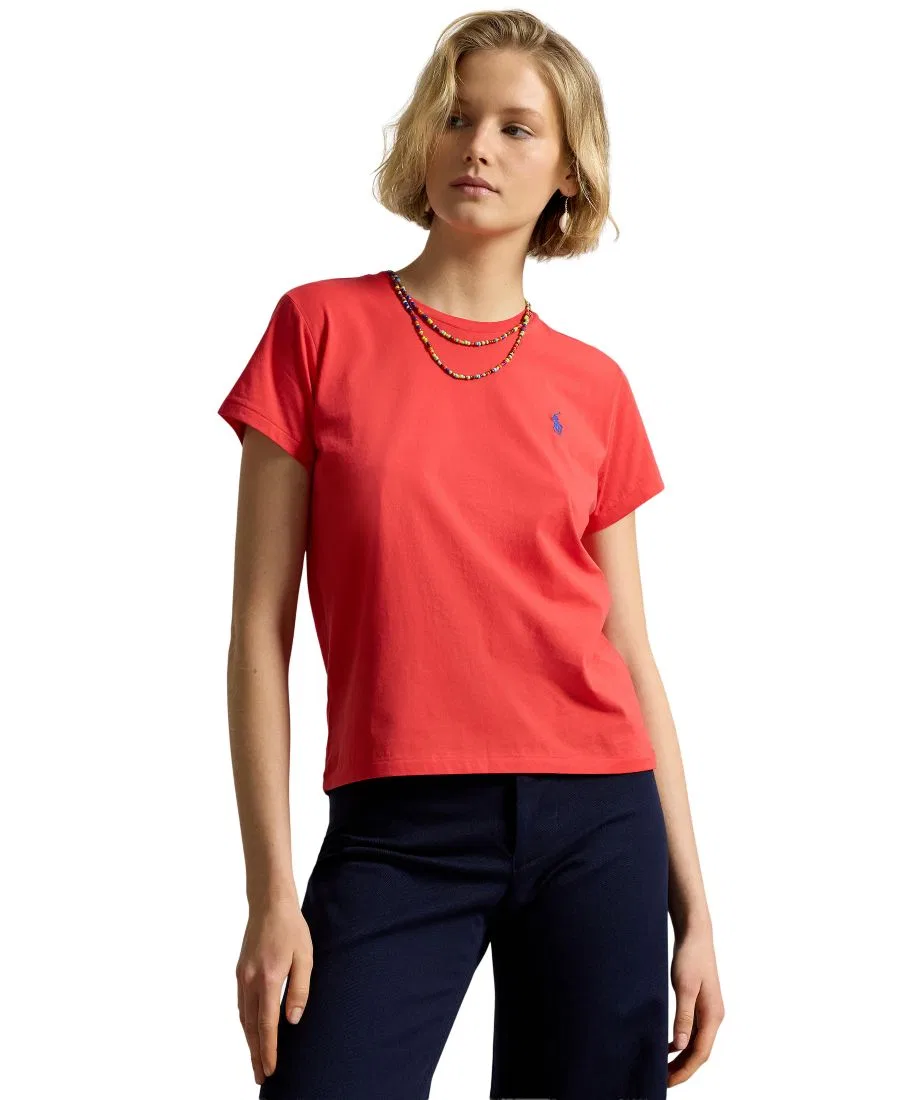 Футболка с круглым вырезом и коротким рукавом, хлопковая Polo Ralph Lauren, Bright Hibiscus
