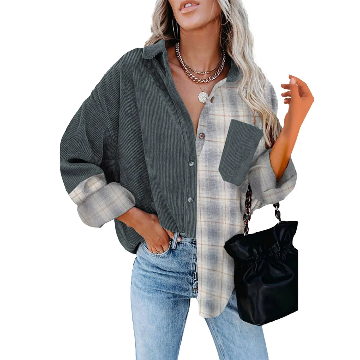 Женская куртка с принтом Plaid Jacket, grigio