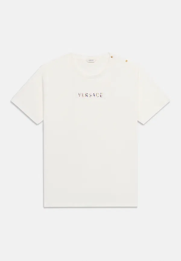 Футболка унисекс с принтом в виде бусин Versace, белый/мультиколор