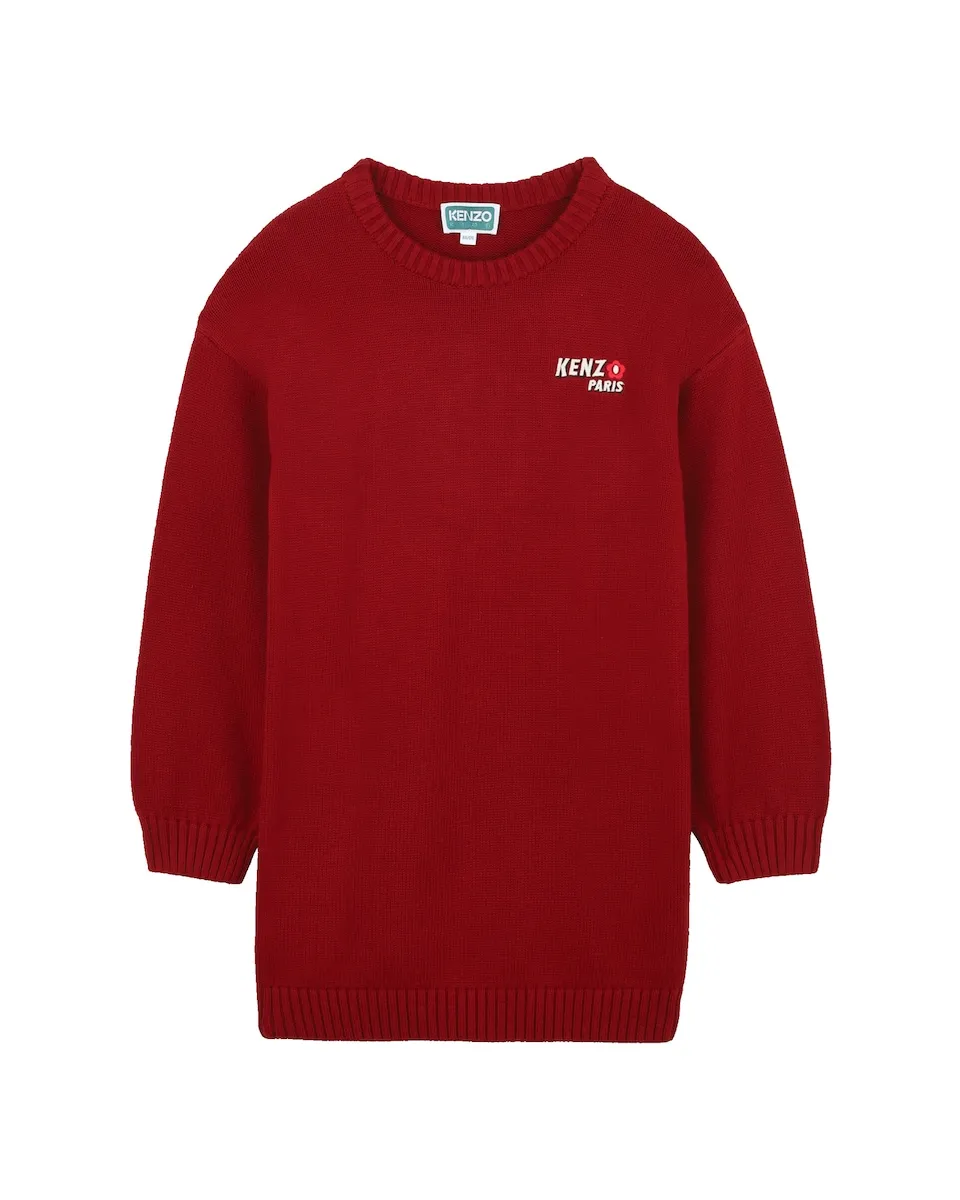 

Красное детское платье с длинными рукавами Kenzo Kids