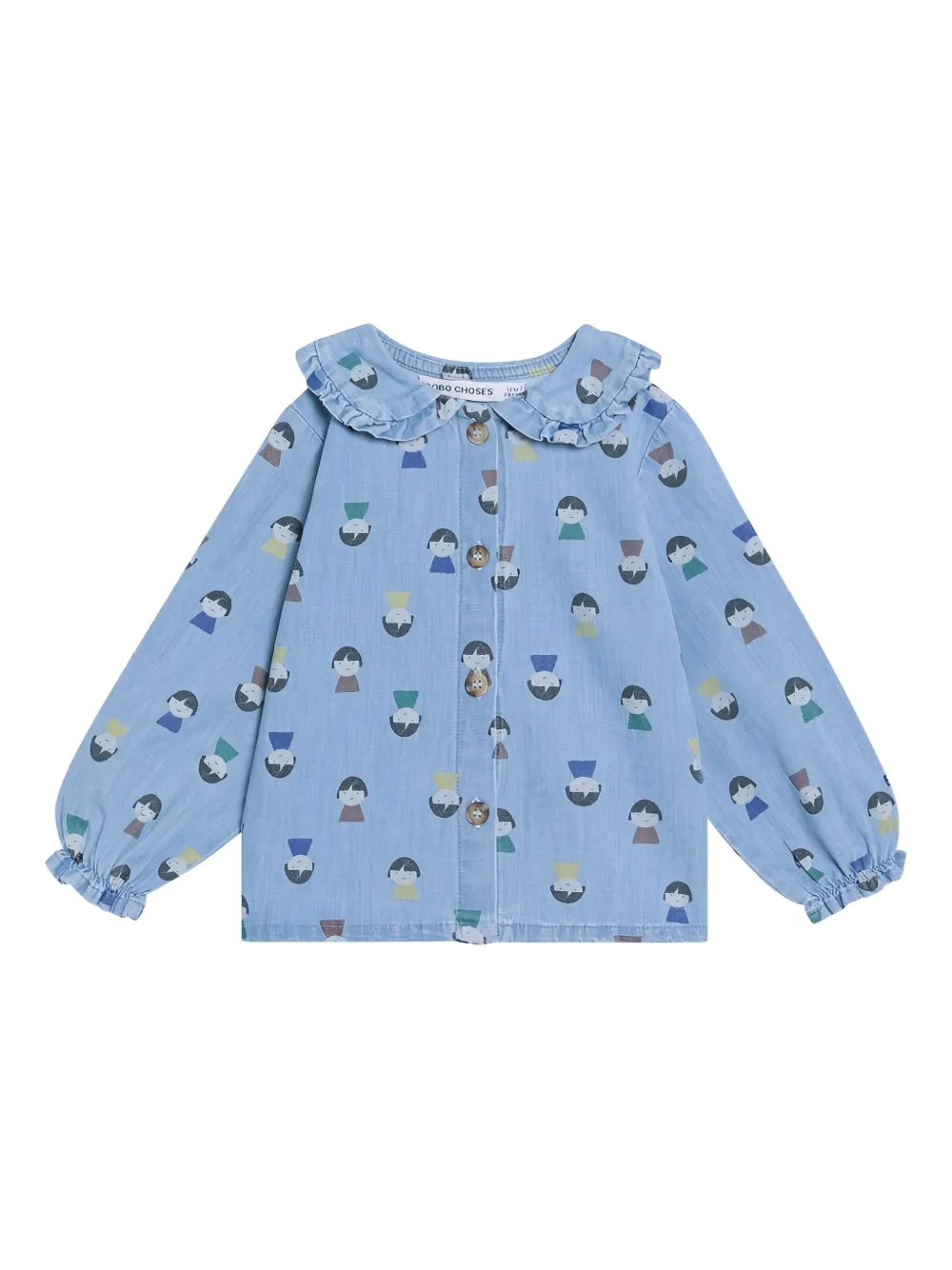

Рубашка с длинными рукавами и оборками Bobo Choses, синий