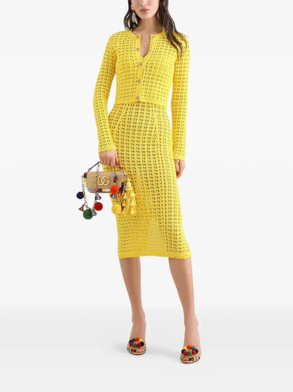 Кардиган в технике кроше Dolce & Gabbana, желтый — фото 2