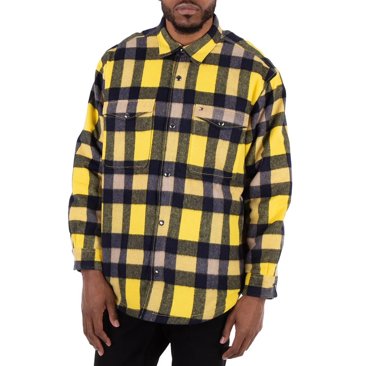 Рубашка-оверширт из шерстяной смеси с клетчатым принтом Tommy Hilfiger, Yellow