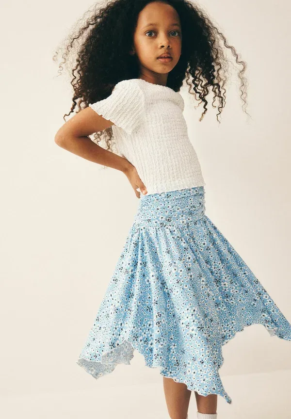 Юбка цветочный принт Regular fit - hanky hem skirt - a-line skirt Next Ditsy, голубой — фото 3