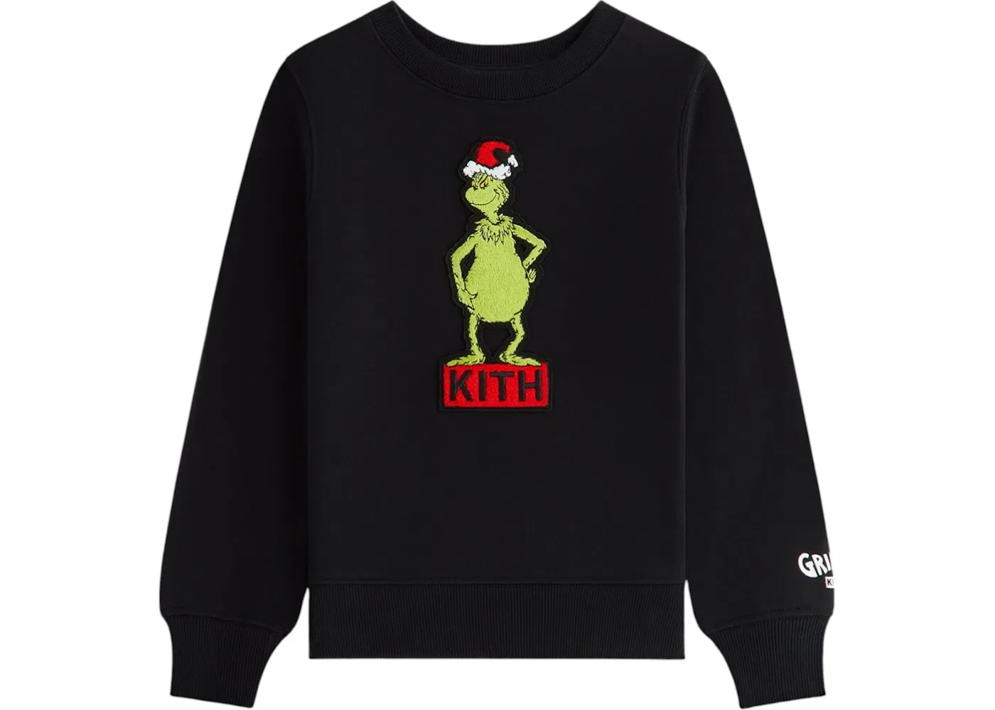 Детский свитшот с принтом Kith x The Grinch Kids Classic Standing Logo Crewneck, Черный