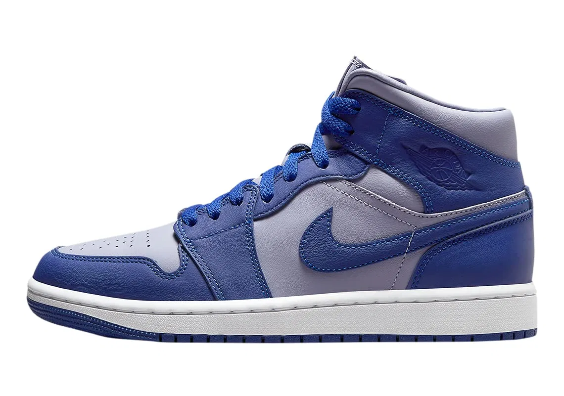 Мужская футболка с принтом NIKE, Air Jordan 1 Mid Se Shoes, Purple Iron Royal Blue Deep