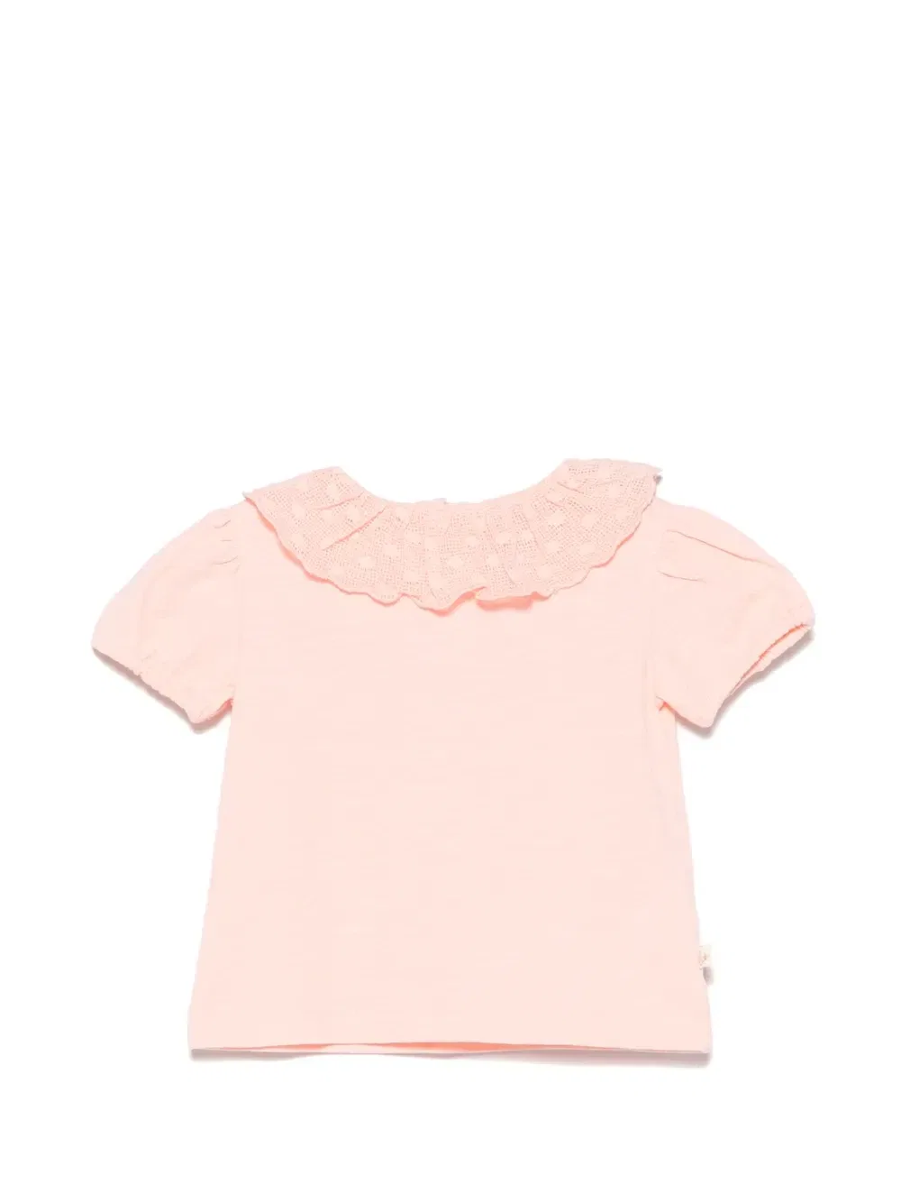 Футболка с коротким рукавом из хлопка с ворником-рюшами Bonton, розовый