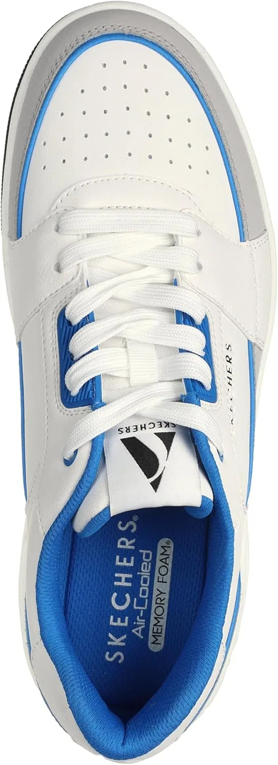 Мужские кроссовки Skechers UNO Court Trainers, White And Grey Leather Duraleather Blue M — фото 3