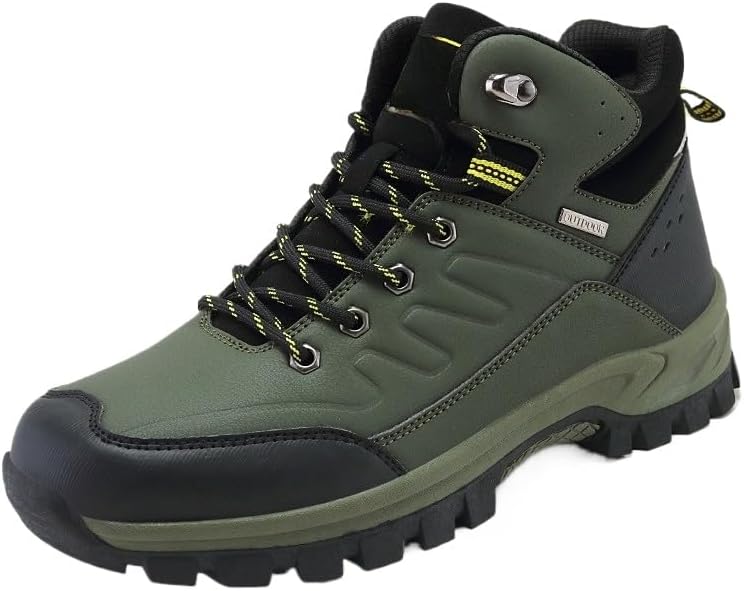 

Широкие мужские ботинки для походов и работы, удобные мужские ботинки - водонепроницаемые, с поддержкой свода стопы, просторным носком, противоскользящие, легкие, дышащие, износостойкие Hhhchpm, зеленый