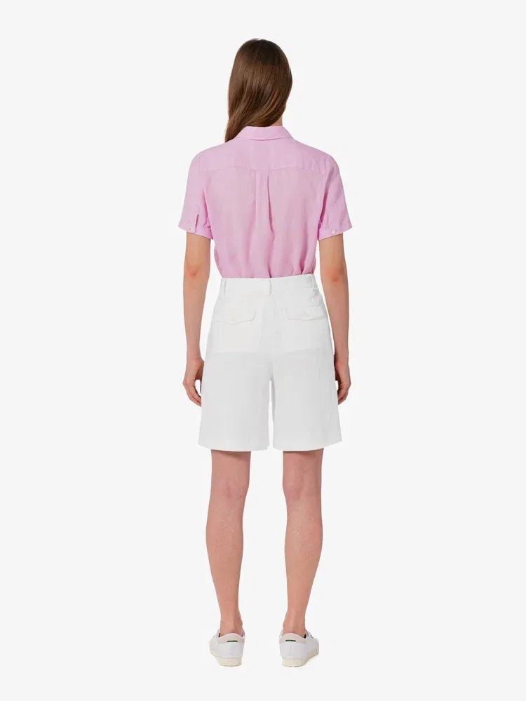 Шорты бермуды LACOSTE Bermuda, льняные, белые — фото 3
