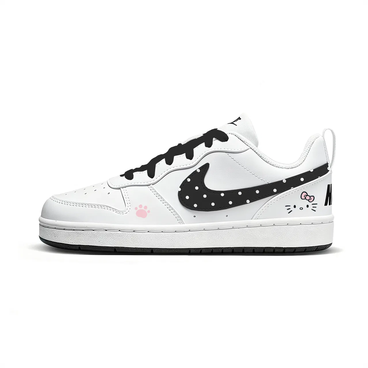 Детские кроссовки для мальчиков и девочек с принтом в горошек Nike Court Borough, White Black