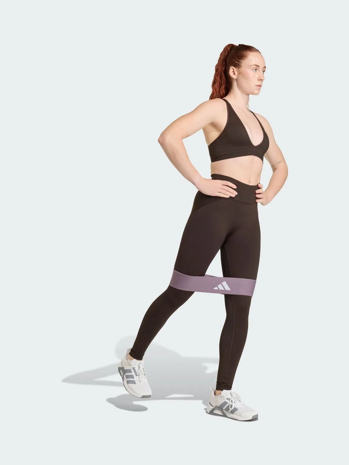 Леггинсы женские Workout Essentials Knit Scrunch 7/8 adidas, коричневый