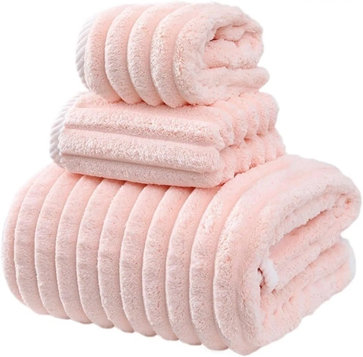 Набор шапочек для душа, полотенец, ODREIFK, 3 предмета, 38x80 см, 2 см, Roze