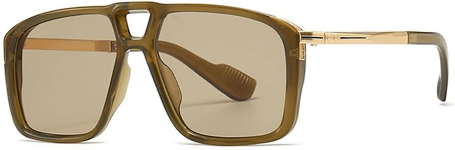 

Мужские солнцезащитные очки в стиле ретро с двойной перемычкой, защита от УФ-излучения UV400, модные женские солнцезащитные очки с заклепками и градиентным переходом цвета TKKTLLT, Olive Green Green