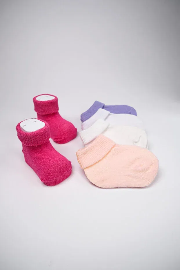 Детские носки для девочек органические 5 шт Organic cotton 5-piece boxed baby girl socks in candy colors 0-24 months Akface, Pink — фото 3