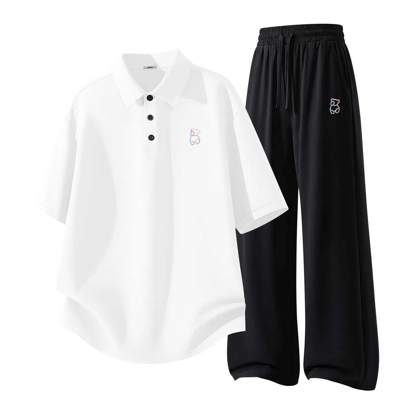 Детский комплект спортивной одежды с принтом MINISO, White Black