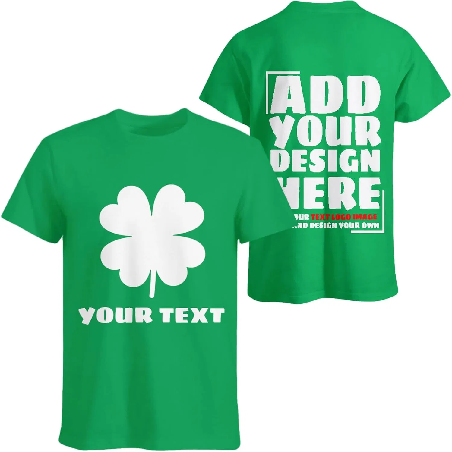 Футболка с принтом клевера Regular Fit, Short Sleeve, Green