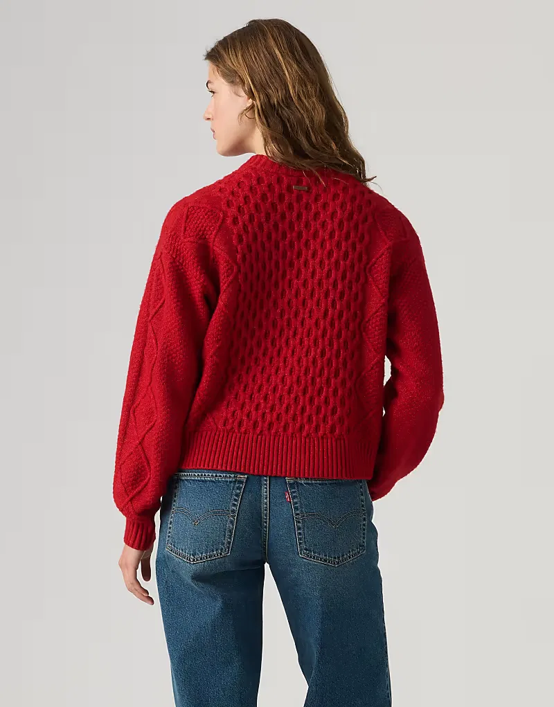 Кардиган Levi's Charlotte с круглым вырезом, красный — фото 2