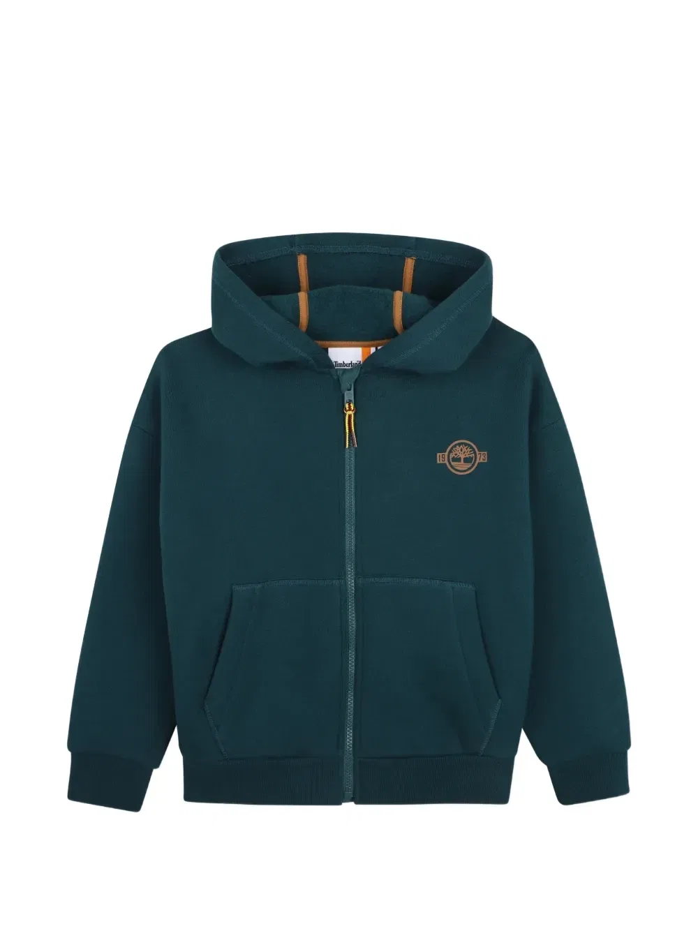 Худи на молнии с логотипом Timberland Kids, зеленый