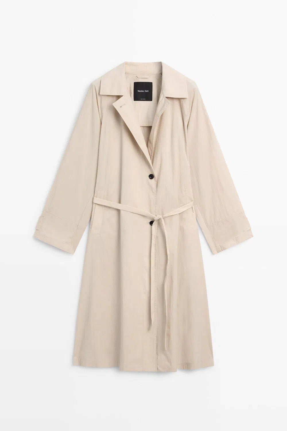 Tренч Massimo Dutti Long Flowing Coat, бежевый — фото 2