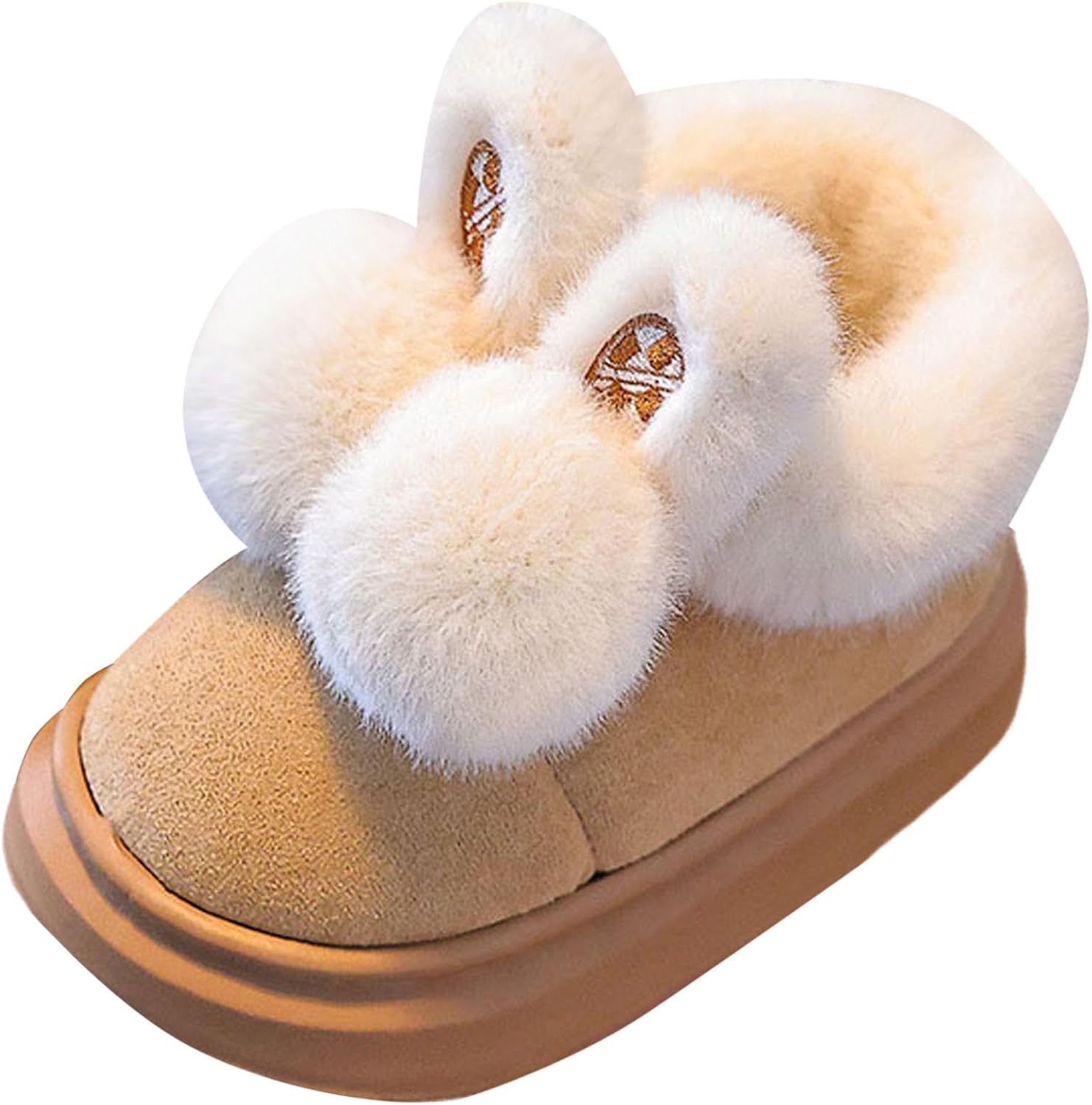 

Зимние теплые тапочки для малышей IWIHMIV для девочек, удобные нескользящие милые туфли для мальчиков, плюшевые домашние тапочки, хаки